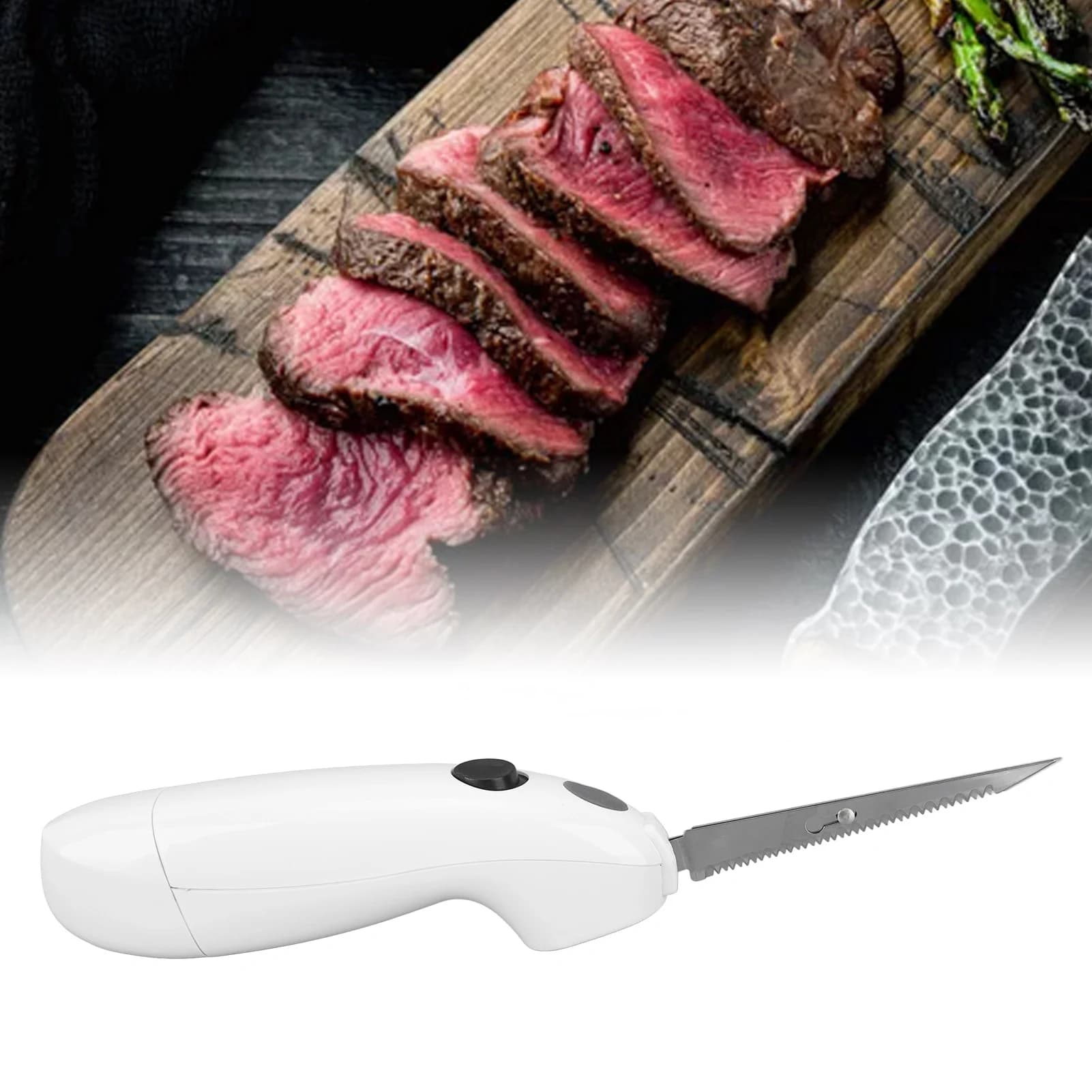 Coltello Elettrico a Batteria, Lavabile, in Acciaio Inox e PP, Facile da Usare, Senza Fili, per Ristoranti