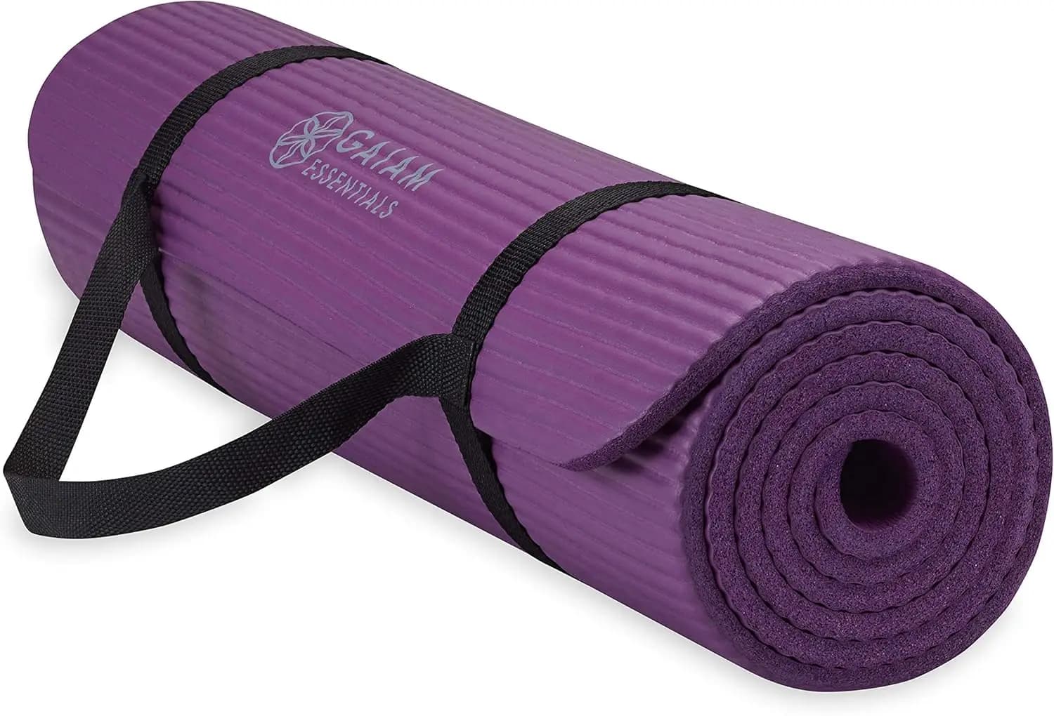 Extra Yoga Carpet Thickness 10mm with Transport Belt for Training at Home and Gym, Pilates and Exercises
