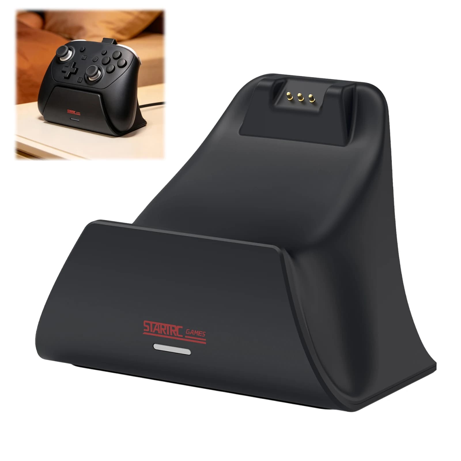 Gamepad Charger Dock for Switch 2 Pro Controller Controller Charging Dock Controller Charging Base W/ LED Indicator & Adapter