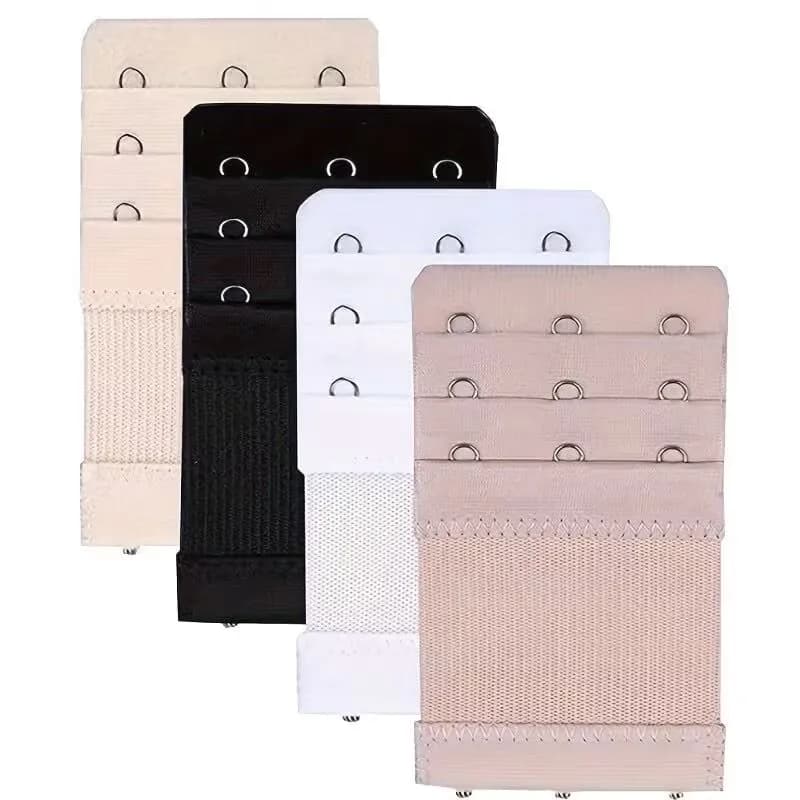 4 Pieces 3-Hook Bra Strap Extender; Comfortable and Adjustable Bra Strap Clip; Lingerie Accessory for Women