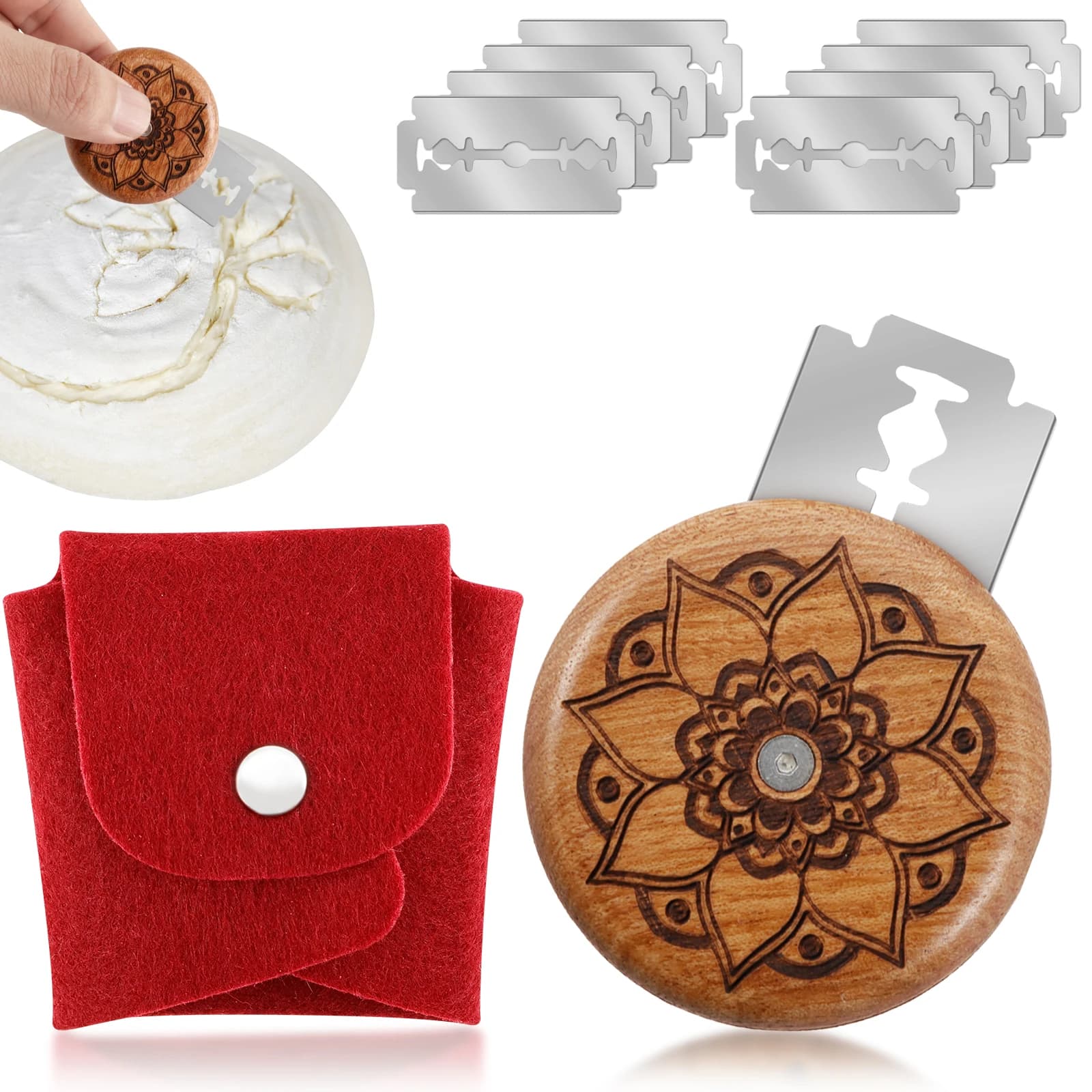 Pane fatto in casa Modello fai-da-te Lame da intaglio Set di lame per punteggio dell'impasto con lame di ricambio Strumento per la produzione di pasticceria baguette