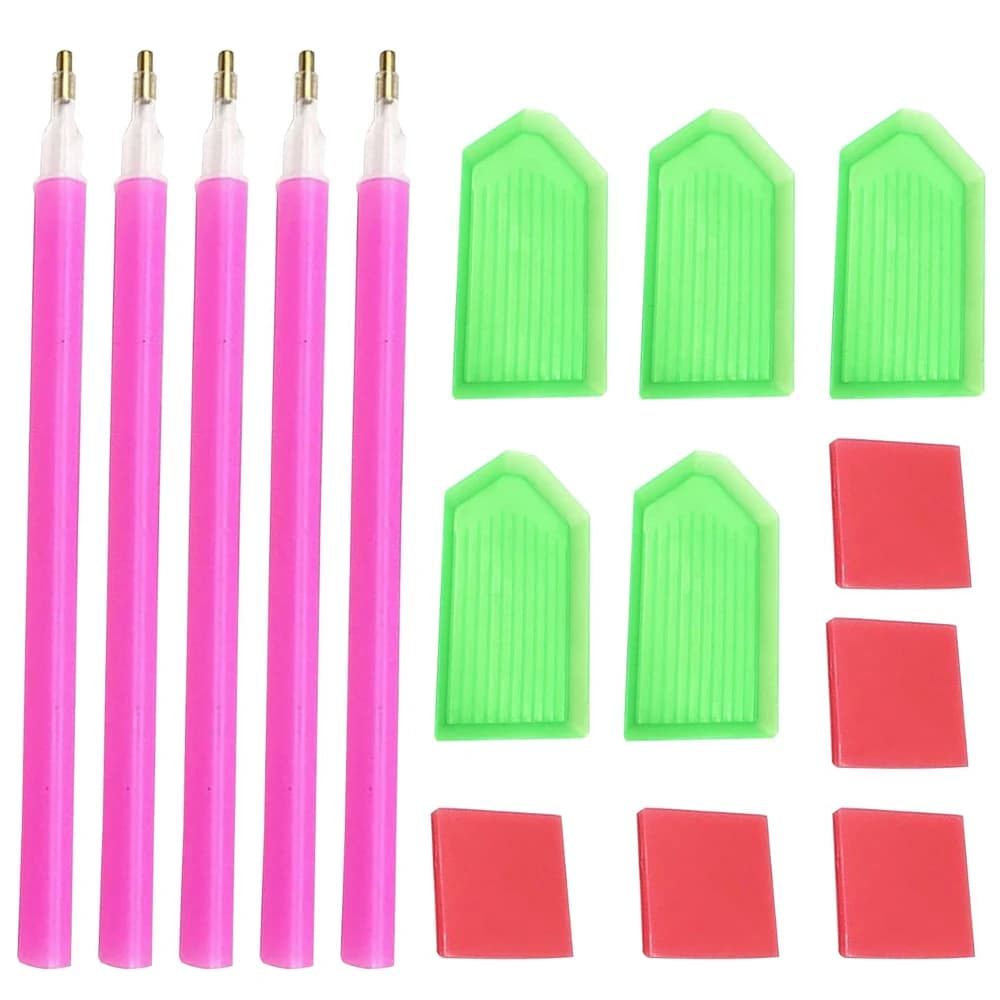 3/15/30Pcs Nail Art Rhinestones Pickers, Dotting Pen with Storage Tray Glue Clay for Diamonds Fashion Stones Picking Tools Set