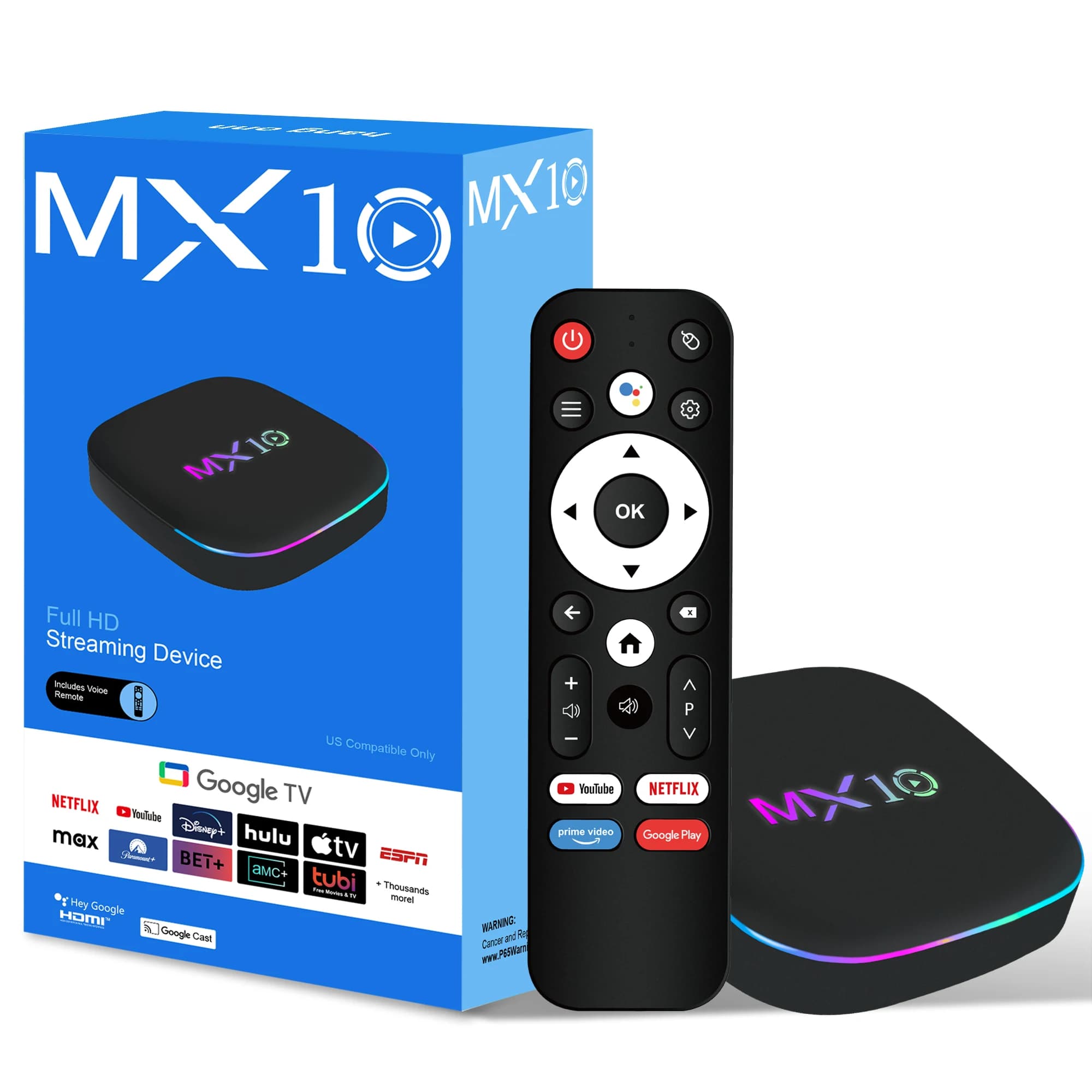 Android 13 MX10 Smart Streaming Box 4K UHD Output HDMI2.1 8GB 128GB Dual Band WiFi 6 Bluetooth 5.4 Home Theater Set Top Box
