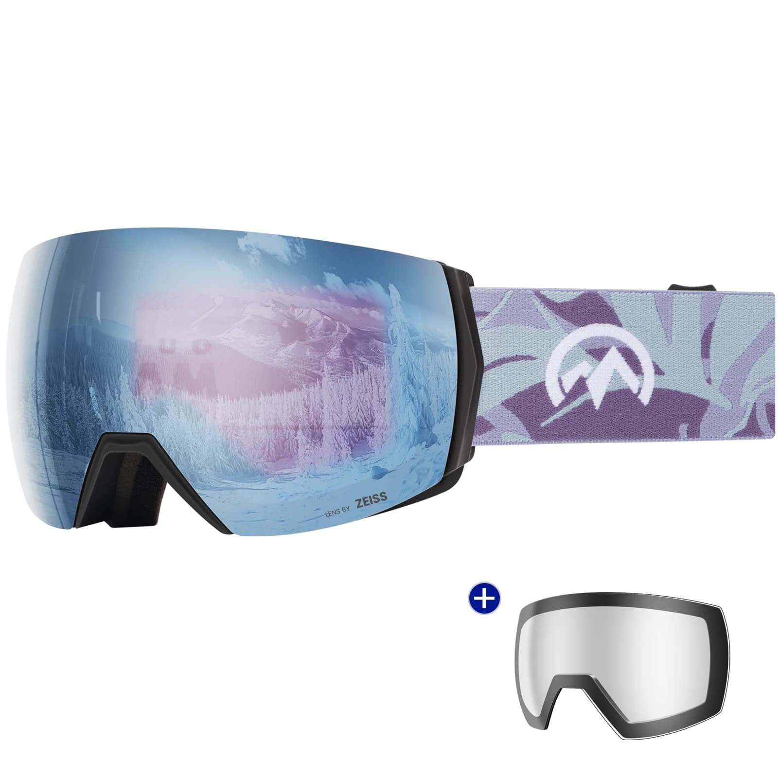 OutdoorMaster Ultra OTG Occhiali da sci magnetici intercambiabili da neve con 2 lenti, occhiali da snowboard per uomini donne giovani