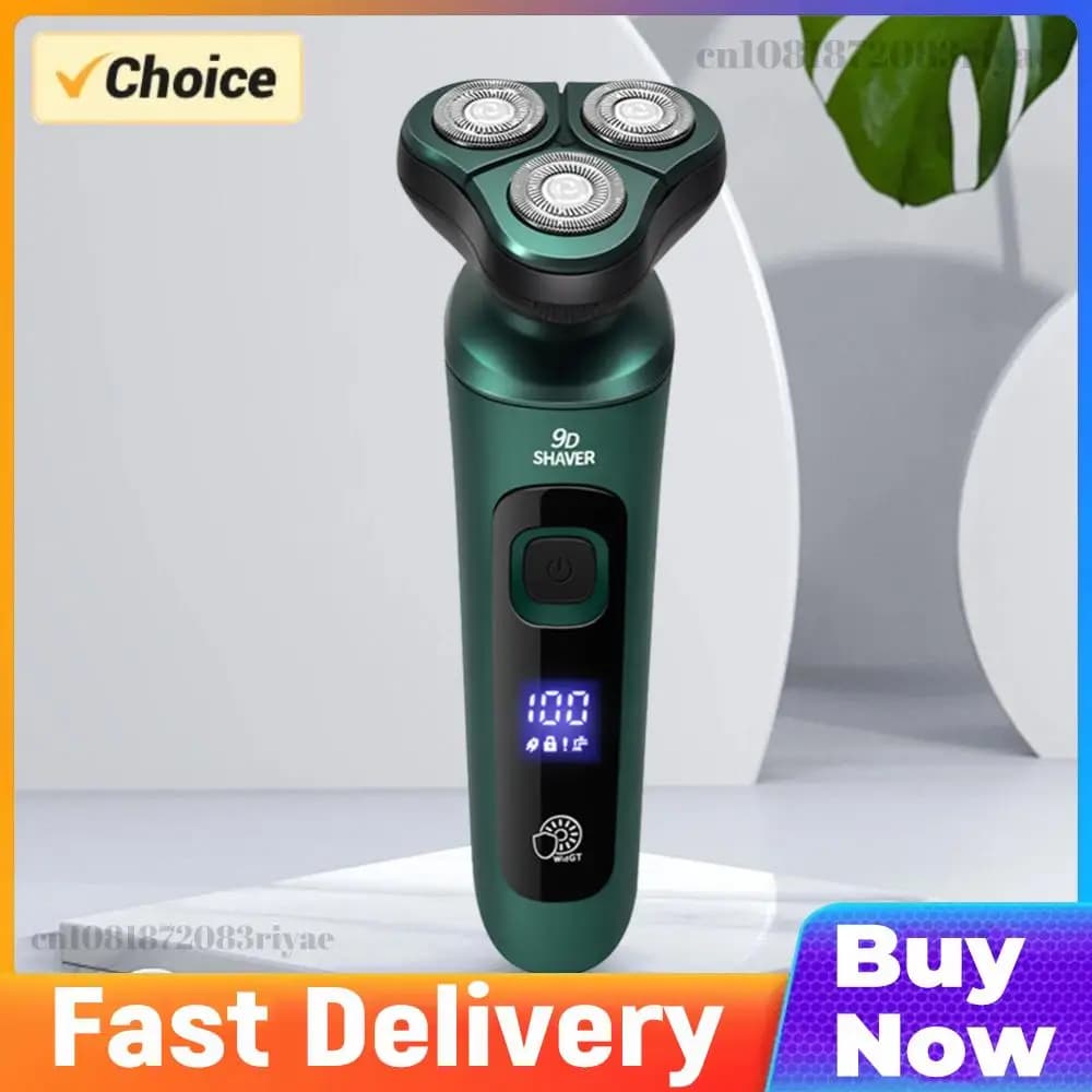 Electric Razor Rechargeable for Man, Waterproof, with Digital Display, Trimmer Cordless Hinder for Face and Barba, Portable Razor
