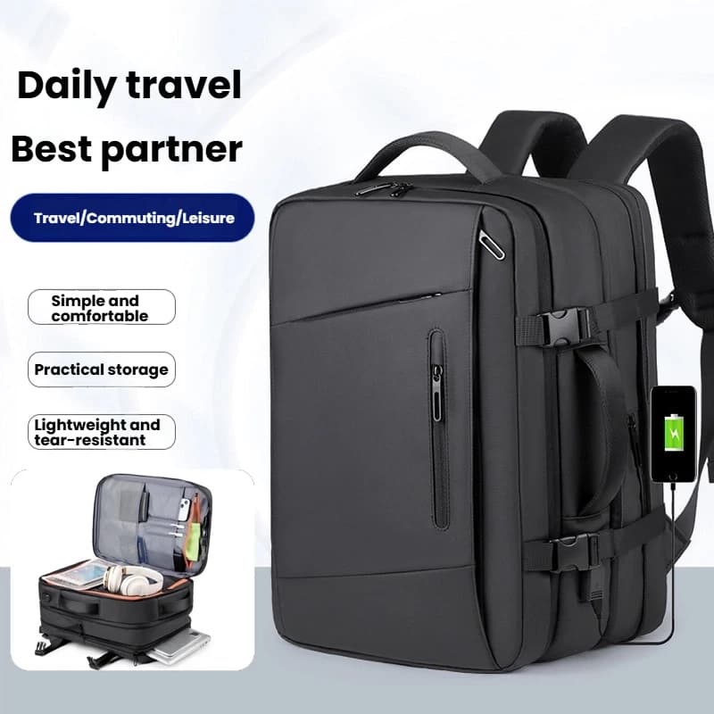 Zaino da viaggio Zaino da lavoro da uomo Borsa USB espandibile per la scuola Zaino alla moda impermeabile per laptop di grande capacità
