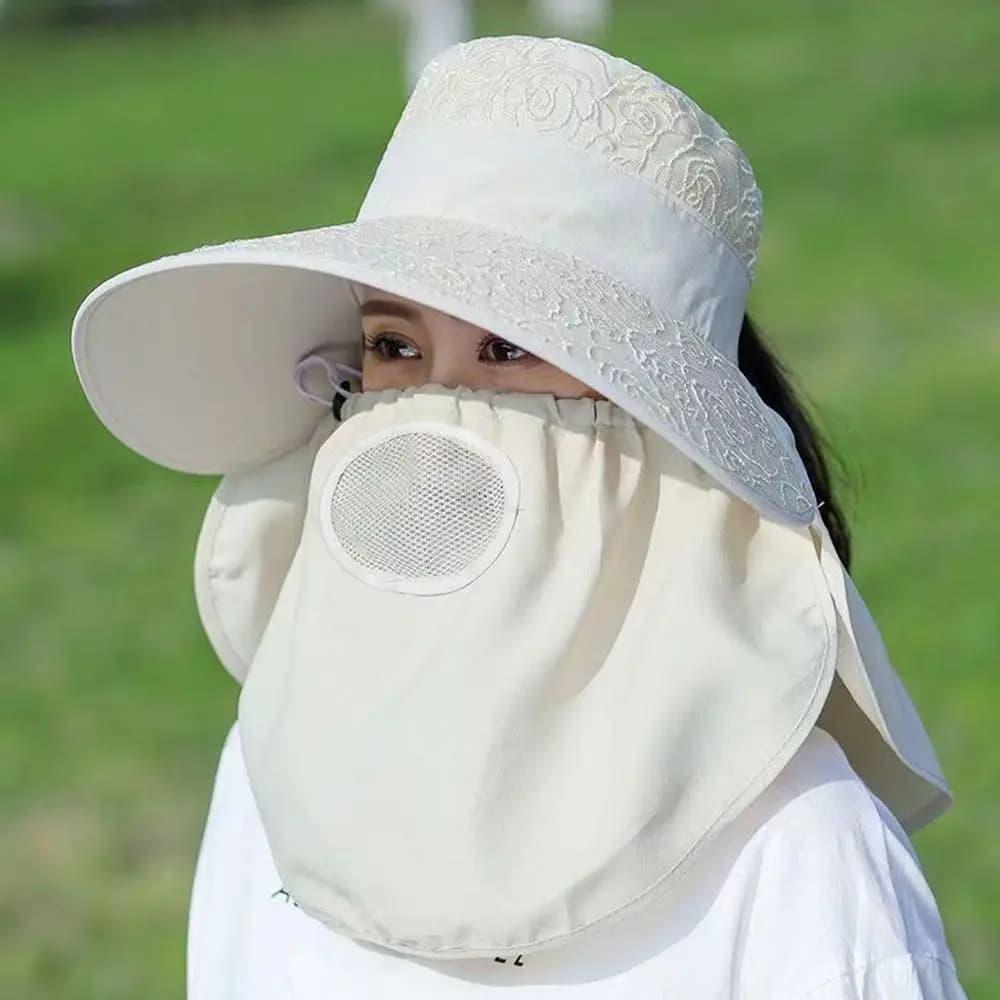 Outdoor Ear Flap Sun Hat Face And Neck Protect Wide Brim Women Hats Lace UV Protection Sunscreen cap Fishing Hunting Hiking