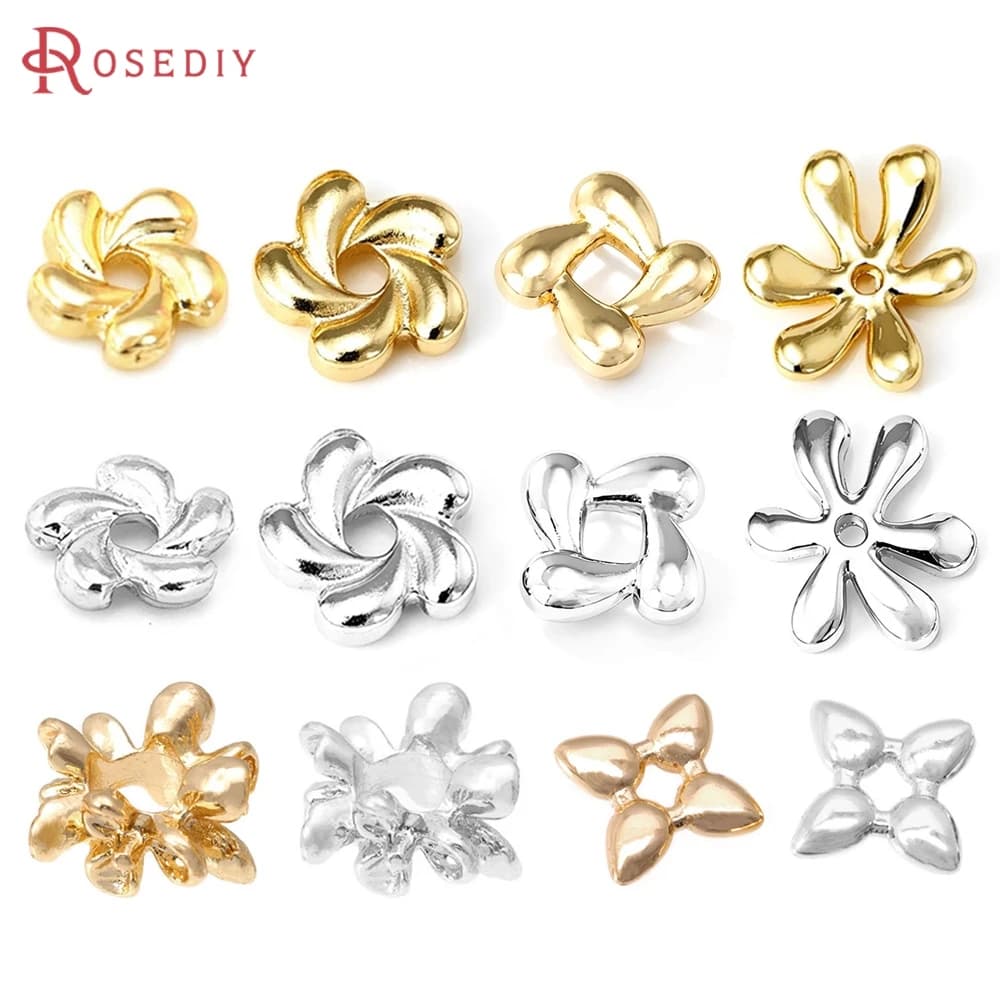 18K Gold Color Brass Flower Spacer Beads Bracelets Beads High Quality Diy Necklace Earrings Jewelry Accessories Making Materials