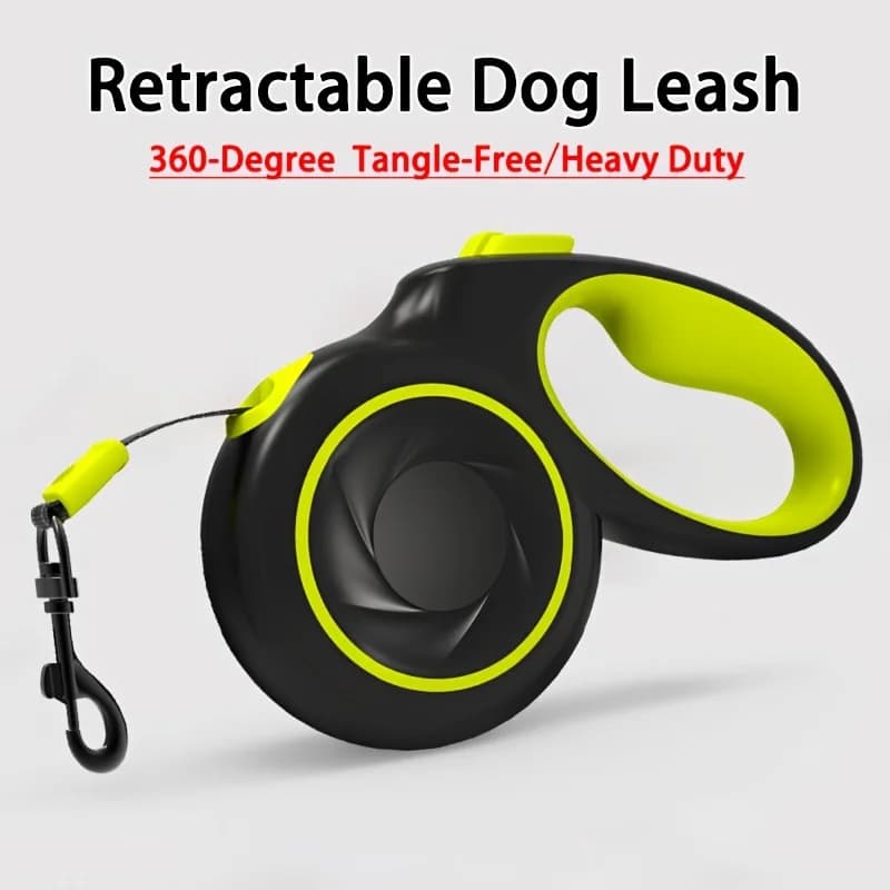 360° Tangle Free Retractable Dog Leash Made of Durable Reflective Nylon Tape, Featuring Anti Slip Handle One Handed Brake Lock