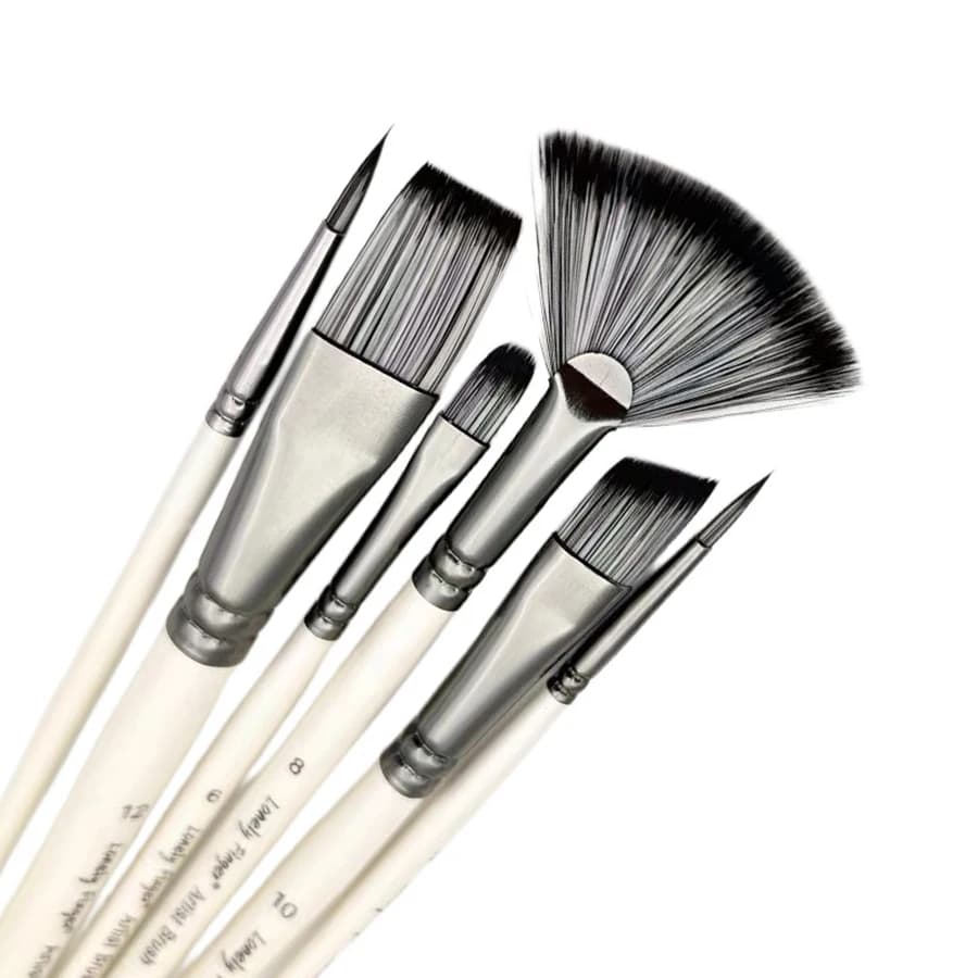 6pcs Acrylic Paint Brushes Set Different Nylon Tips for Acrylic Oil Watercolor Gouache Artist Professional Painting Kits