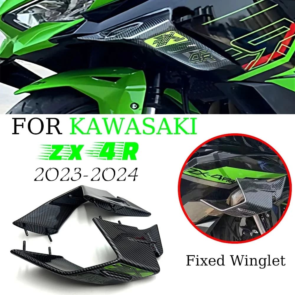 Kit Alette Aerodinamiche Laterali per Moto Kawasaki ZX-4R/RR 2023-2024 - Alette Stabilizzanti Laterali Fisse per Carena