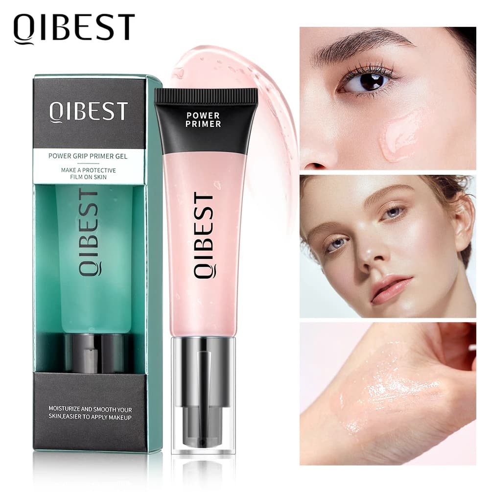 QIBEST Power Grip Primer Primer viso idratante a base di Gel per levigare la pelle presa trucco pori invisibili Primes incolori