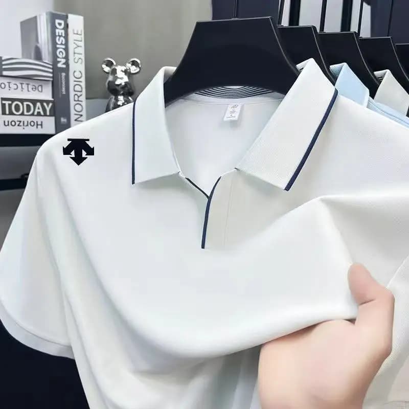 Polo di Lusso da Uomo a Maniche Corte con Colletto a V, Stampa Estiva, Nuova T-Shirt da Golf Traspirante, Abbigliamento Casual Business
