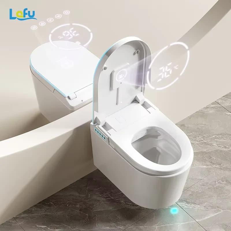 New Arrival Smart Electronic Wall-hung Toilet Intelligent Bathroom Wc With Floating Rimless Bowl Elongated Shape