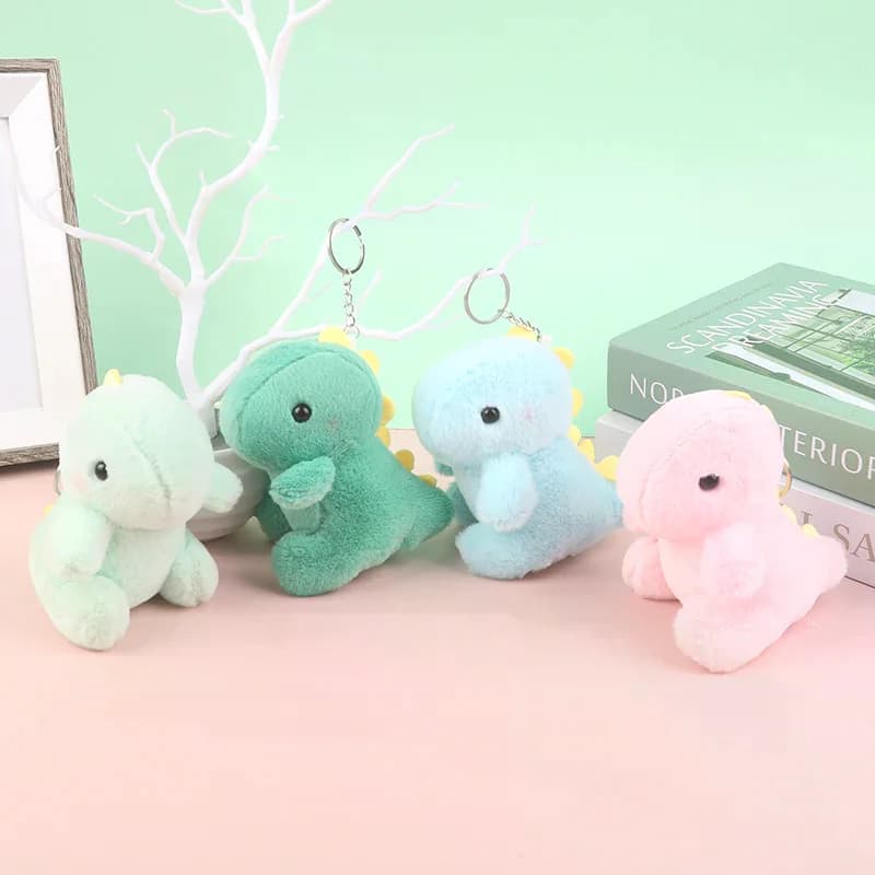 Simpatico dinosauro peluche ciondolo animale cartone animato bambola di pezza morbida portachiavi zaino borsa per auto portachiavi decorazione regalo per bambini