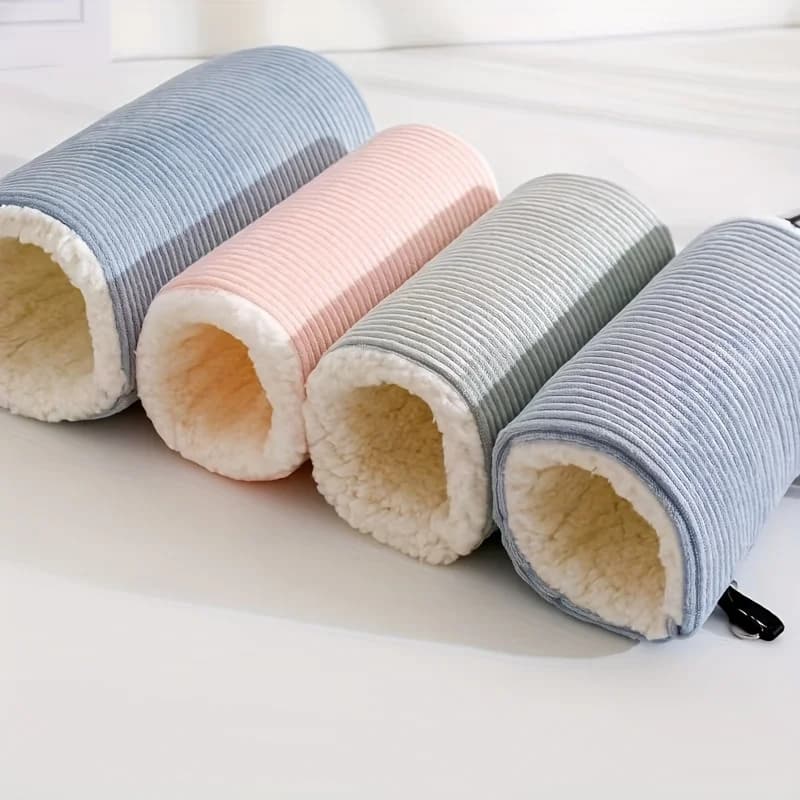 Pet Plush Tunnel Bed Soft Corduroy Cat Dog Cave Bed Foldable Pet Hideout Bed with Safety Pins for Small Pets