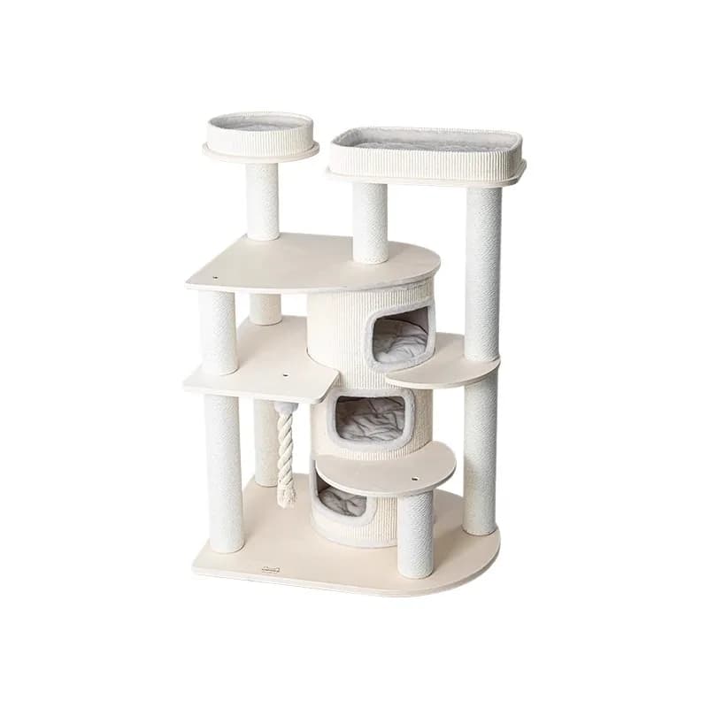Integrazione dell'albero nido per gatti con struttura da arrampicata, castello multipiano in legno massello super grande, villa in legno