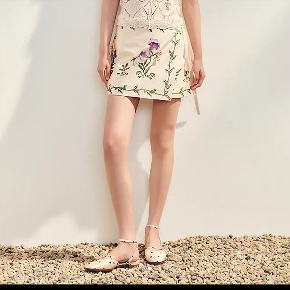 Women's Gonna Printed Floral Fashion Y2k Embroidery Floral Embroidered Lace Elegant Trapeze skirt for commuters 2025 Summer New