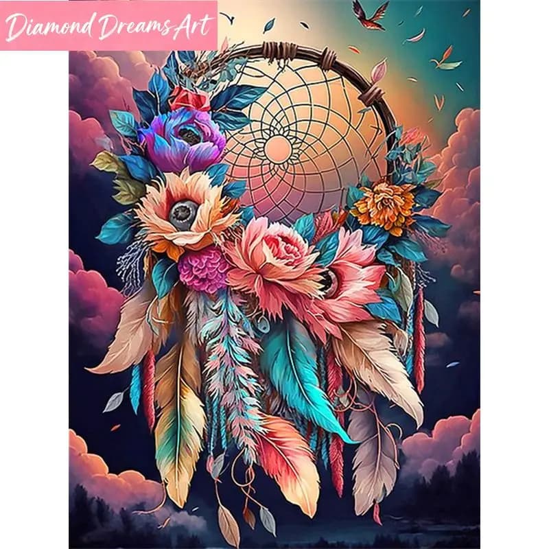 Kit Completo per Pittura Diamante Senza Cornice, Acchiappasogni con Farfalle, Paesaggio, Ricamo di Rose, Arte Animale, Regalo, Lavoro a Maglia 30x40cm