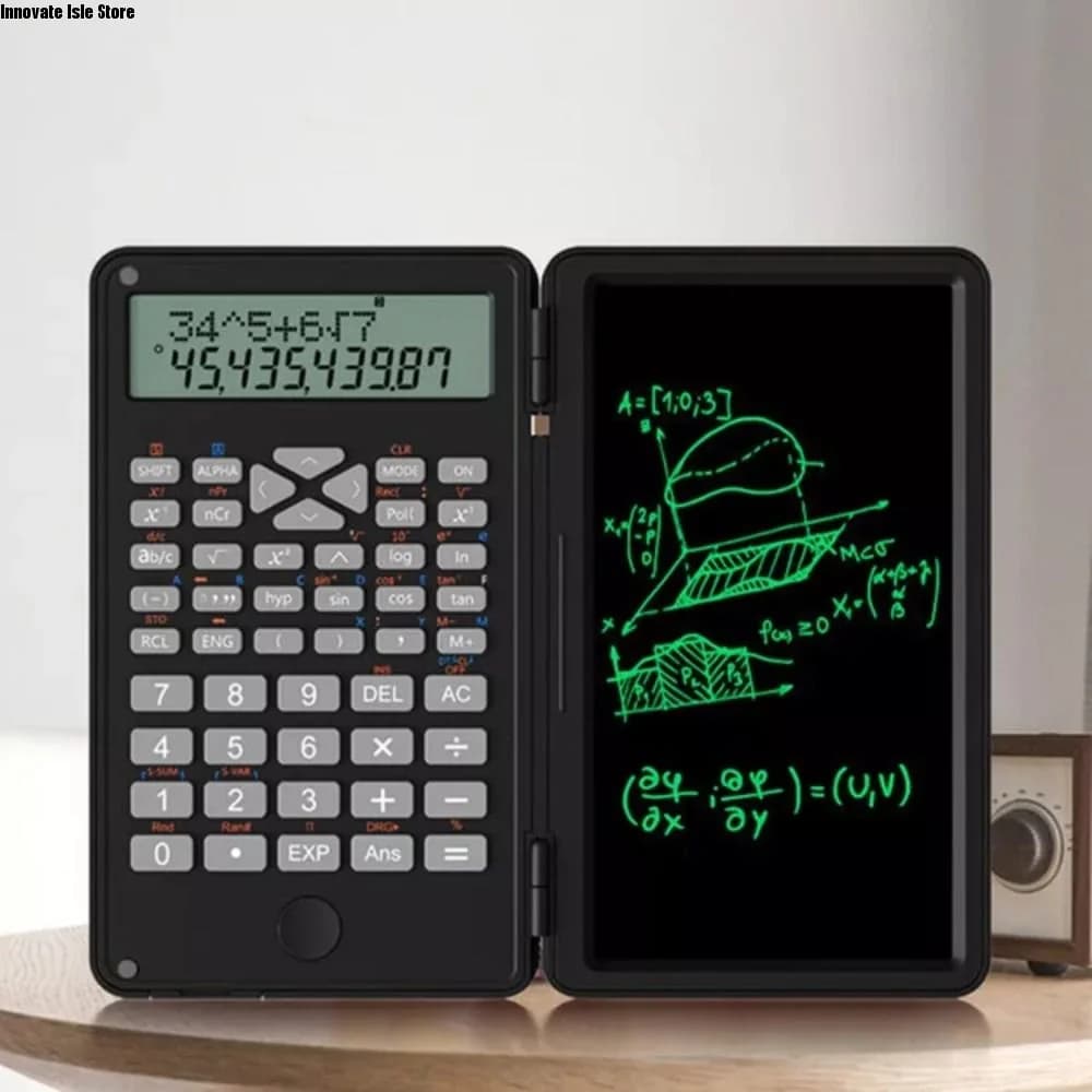 3 in 1 Scientific Calculator Foldable Large Screen Display Office LCD Drawing Pad Practical Erasable Digital Writing Tablet