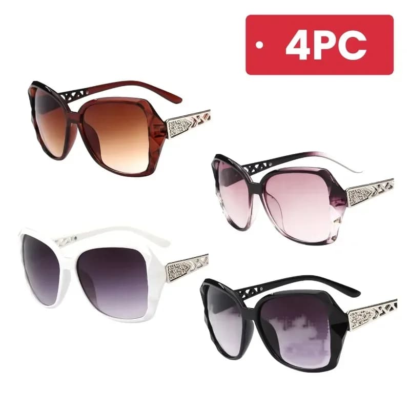 Occhiali da Sole Oversize Quadrati da Donna, Lusso con Strass Vuoti, Protezione UV400, Lenti Sfumate, Montatura Grande, 1 Pezzo/4 Pezzi, Colori Misti, Confezione Bulk, Occhiali da Sole Femminili alla Moda, Vendita all'Ingrosso yes yee! !