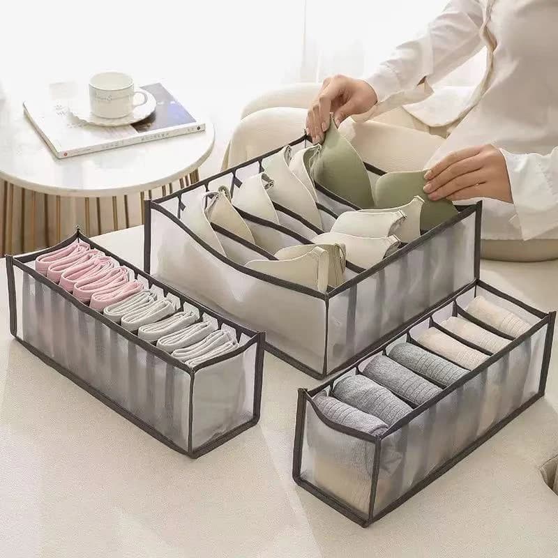11/7/6 Grids Lingerie Drawer Storage Box Home Mesh Sock Organizer Wardrobe Dormitory Storage Bag