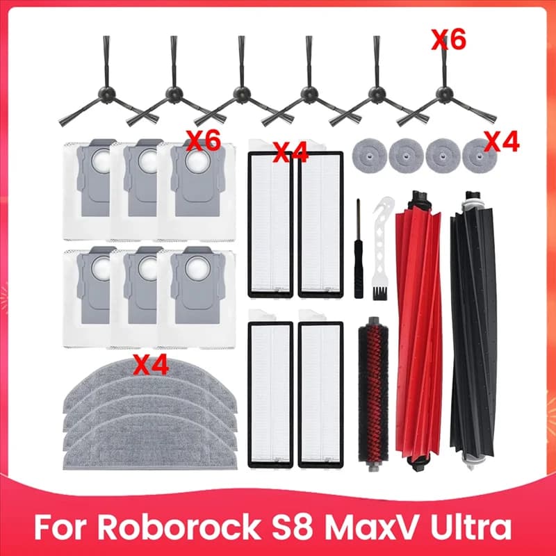 B69C Parti di ricambio per Roborock S8 Maxv Ultra Robot Aspirapolvere Kit di accessori Spazzola laterale principale Filtri HEPA Panno per mop