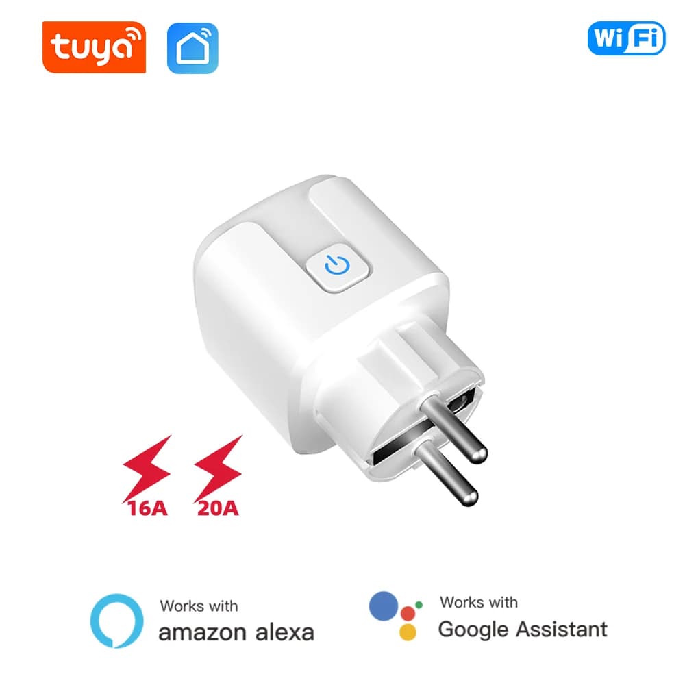 European-standard smart plug; supports Tuya Wi-Fi connectivity, voice control, and remote operation; ideal for smart homes