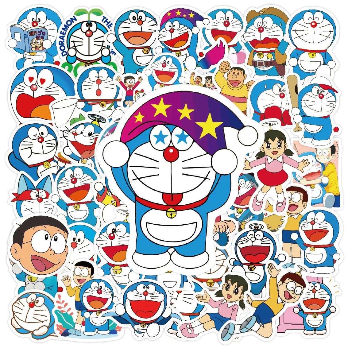 50-100pcs Doraemon Cartoon Graffiti Sticker Luggage Skateboarding Water Bottle Waterproof Decorative Stickers Supplies