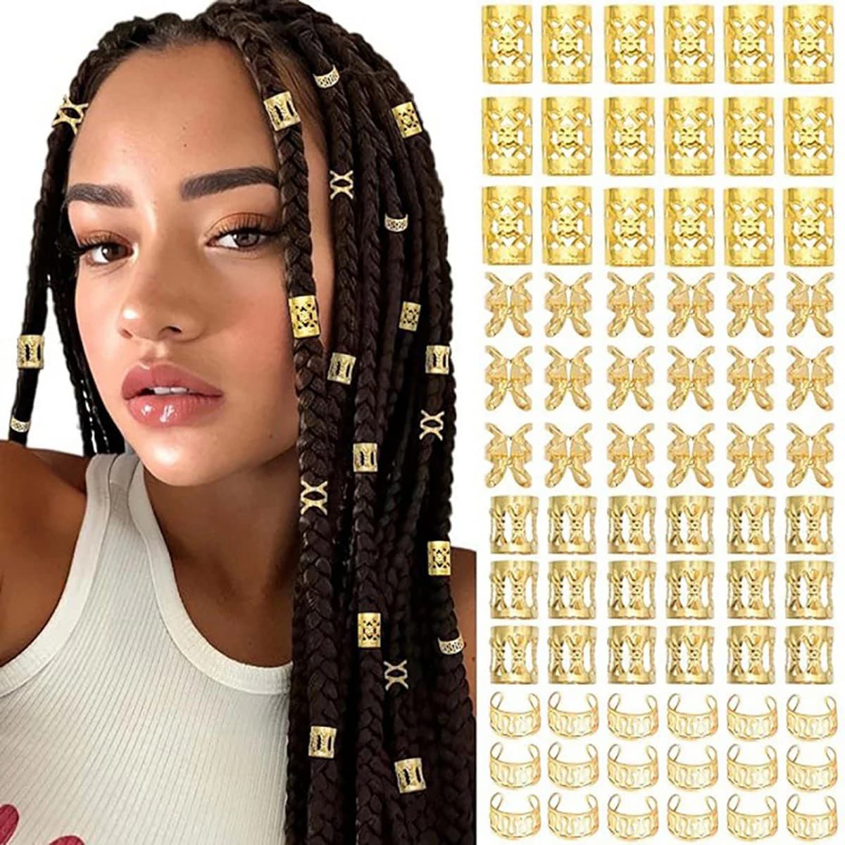 40 pezzi gioielli per capelli in lega polsini per capelli per trecce perline dreadlock in metallo polsini per capelli anelli multi stile trecce accessori