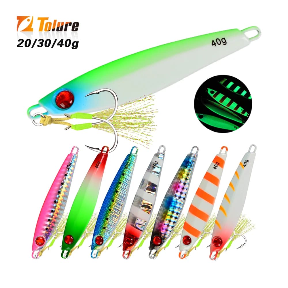 TOLU NUOVO 3D Stampato Occhi Affondamento Veloce Metallo Jig Lure 20g 30g 40g Acqua Salata Shore Casting Richiamo di Pesca Verticale Metal Jig