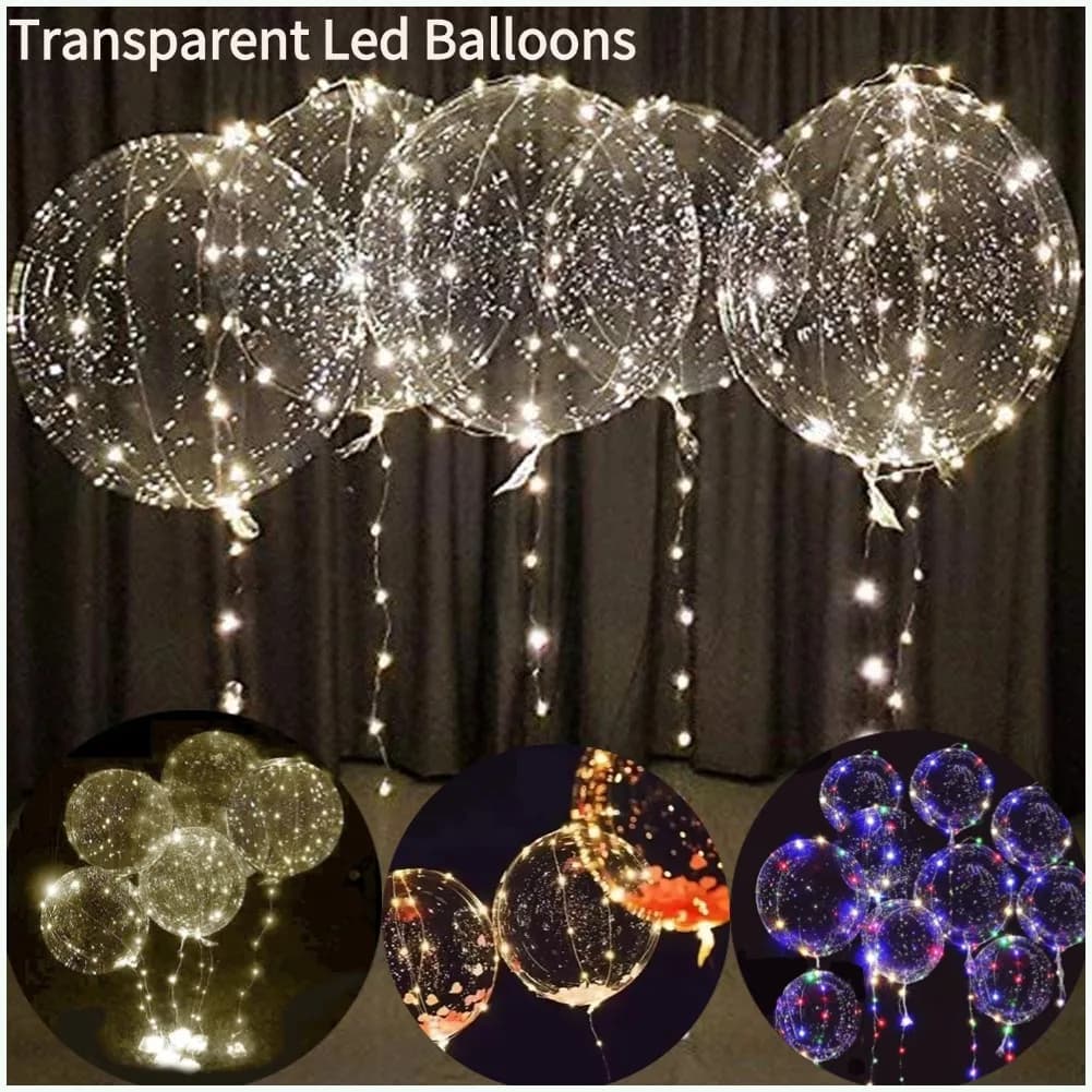 Palloncini Bobo illuminati a LED Palloncini trasparenti con luci a corda da 3 m Palloncini a bolle Palloncini LED per San Valentino di Natale