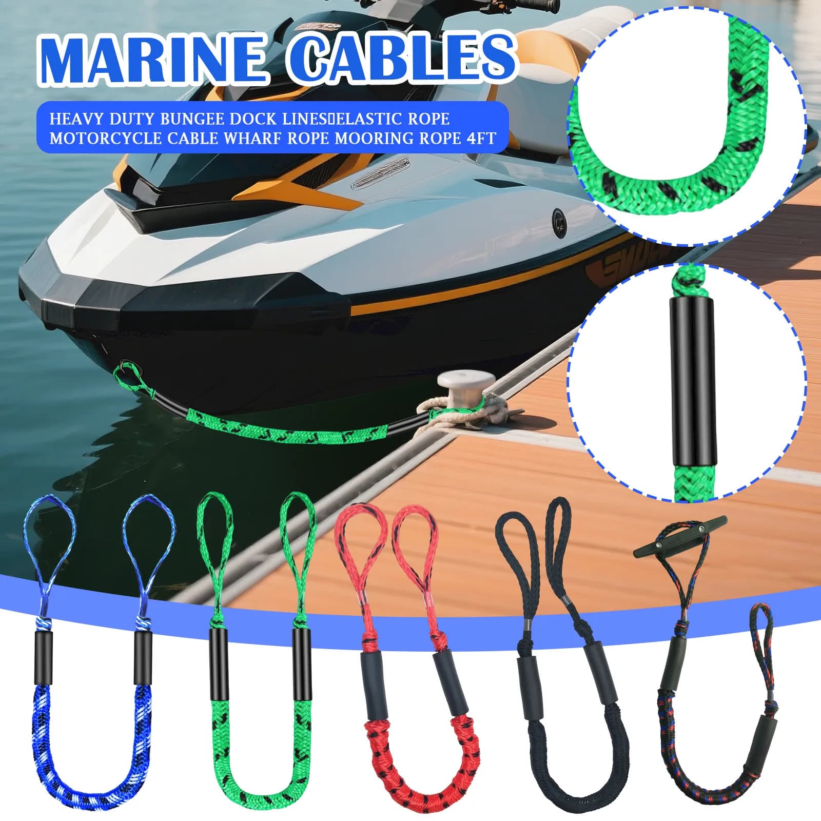 Linee per banchina per barche Ancoraggio Linee per banchina per barche Corda elastica Cavo per moto Corda per stoppino Sicurezza Kayak Ancoraggio Prodotti Forniture