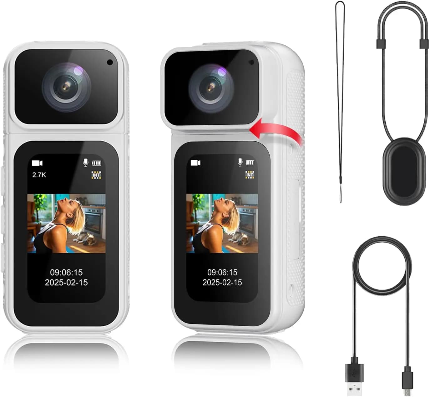 Mini Body Camera with Audio & Video Recording Wearable Pocket Cam with Magnetic Lanyard Portable Thumb-Size Action Camcorder