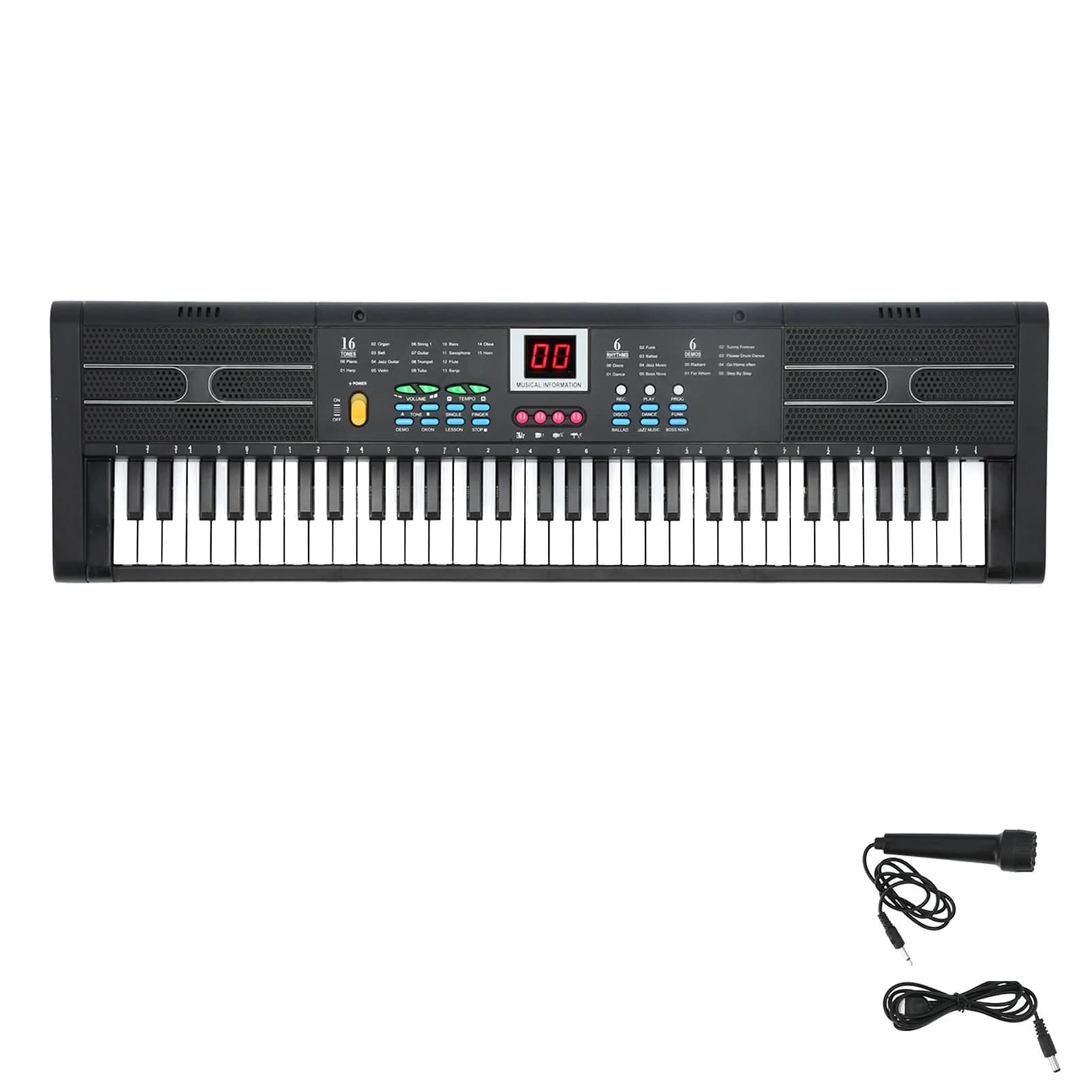 Tastiera elettrica con microfono Tastiera Pianoforte 61 tasti Strumento elettrico con microfono USB per bambini Principianti MQ6187