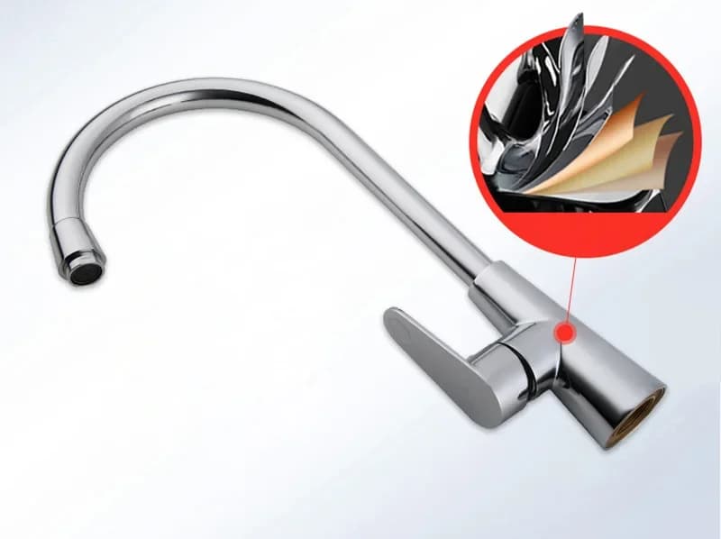 Rubinetto da cucina girevole con nucleo in rame, miscelatore acqua calda e fredda per lavello, rubinetto miscelatore per lavaggio piatti, rubinetto da bagno e cucina con girevole