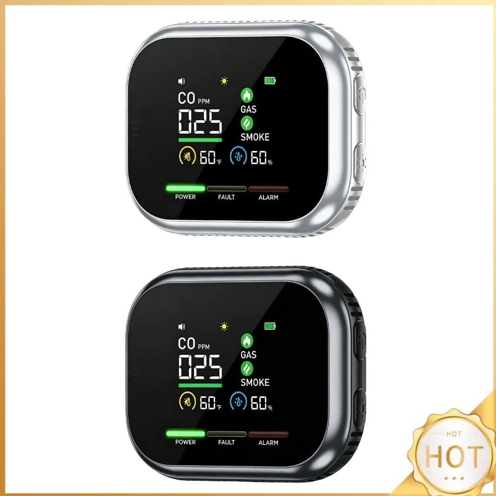 5-in-1 Indoor CO Gas Detector Carbon Monoxide Alarm 0-999ppm Electrochemical Sensor 85dB Home Safety