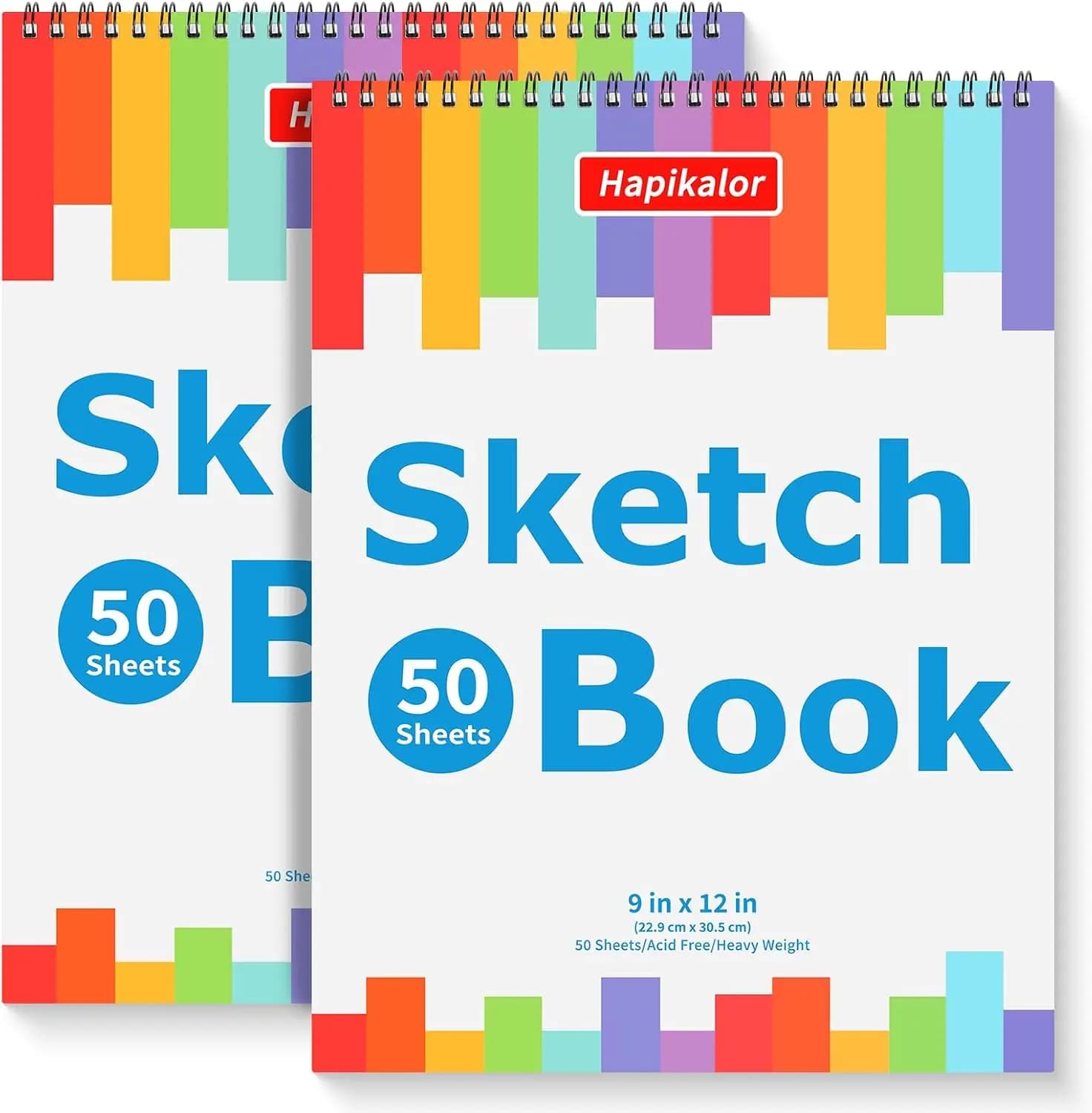 Sketch Book 2-Pack 50 Sheets Spiral Bound Art Drawing Paper for Adults Kids