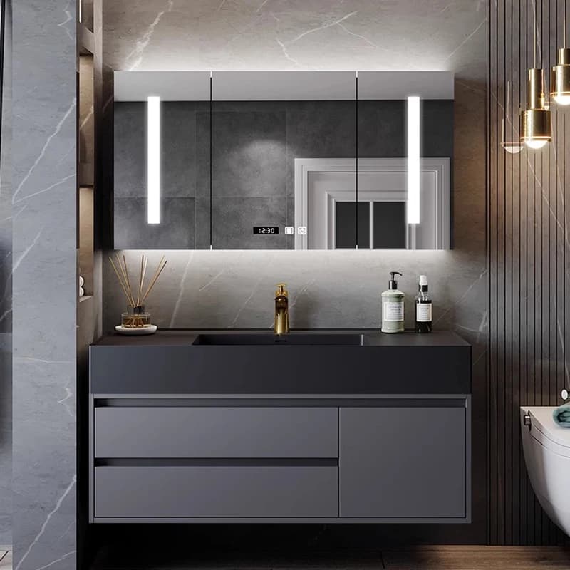 Organizzatore in legno Armadi da bagno Organizzatore di lusso a parete Armadi da bagno Specchio portaoggetti Mobili Armario De Banheiro