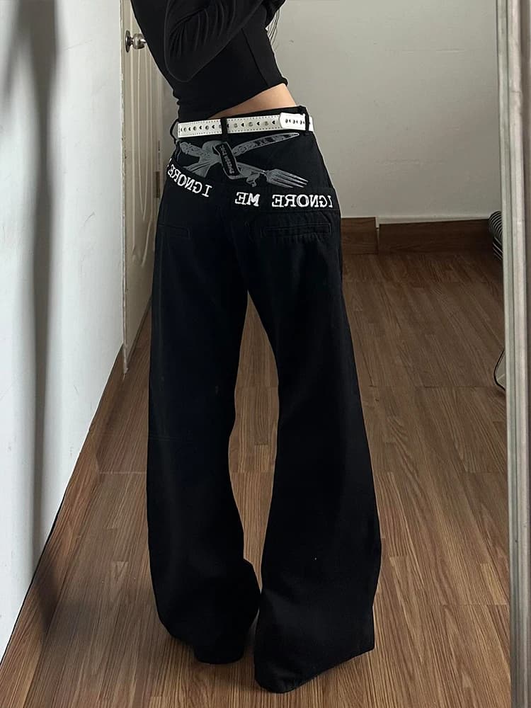 Jeans Lunghi da Donna a Vita Alta con Patchwork Effetto Lavato, Stampa Slim Fit Bootcut, Stile Americano Trendy