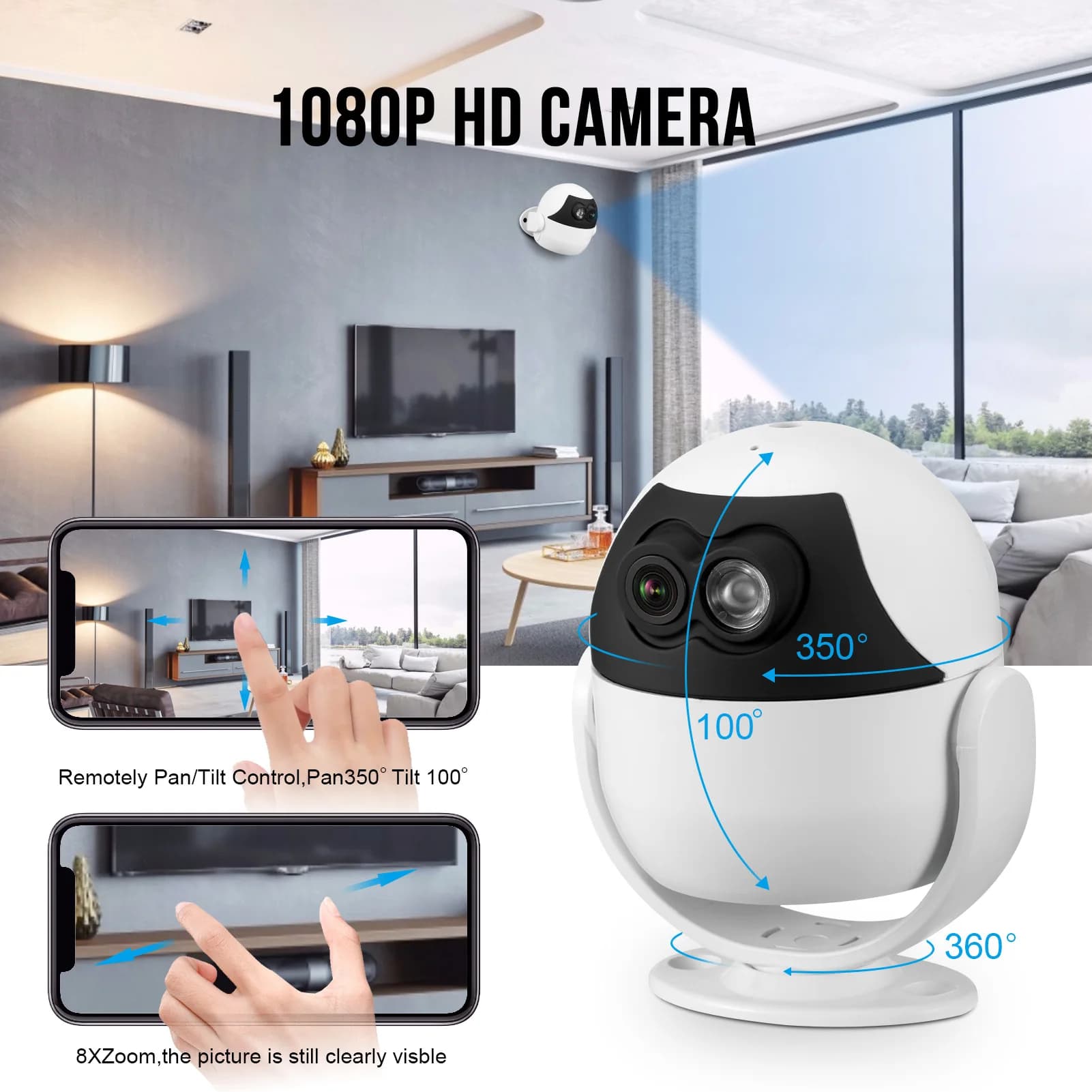2MP 1080P Tuya APP 8X Zoom Wireless WIFI Telecamera IP AI Rilevazione umanoide Sicurezza domestica CCTV Citofono Baby Monitor