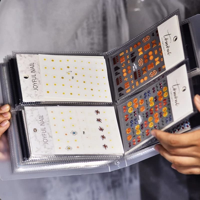 80/240 Slot Adesivi per unghie Libro di archiviazione Grande capacità Esposizione Album fotografico Pacchetto di carte Tipo di pulsante Adesivo per manicure Notebook