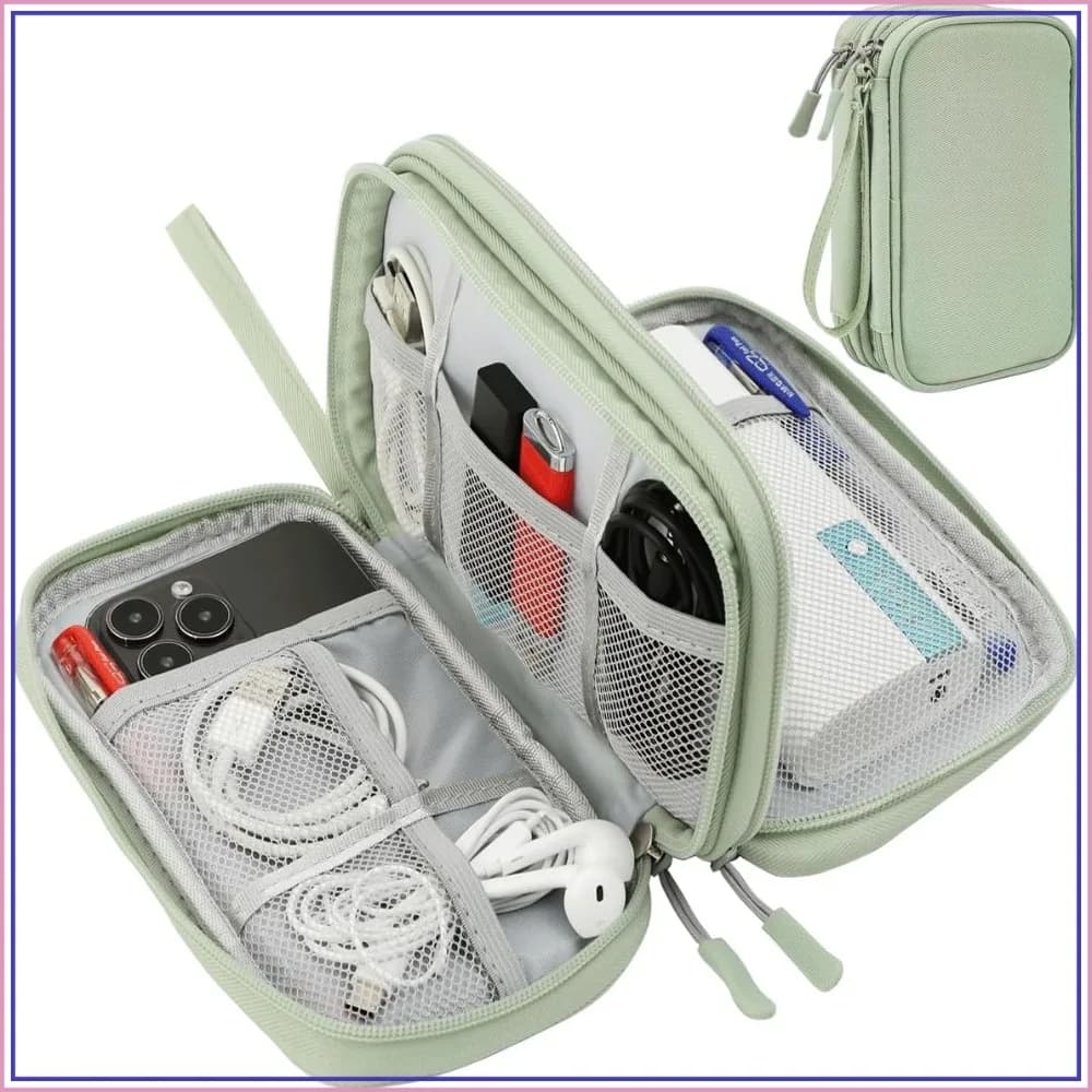 Water Resistant Cable Organizer Travel Case for Cord, USB, Charger, Phone, Power Bank, Earphone - Medium