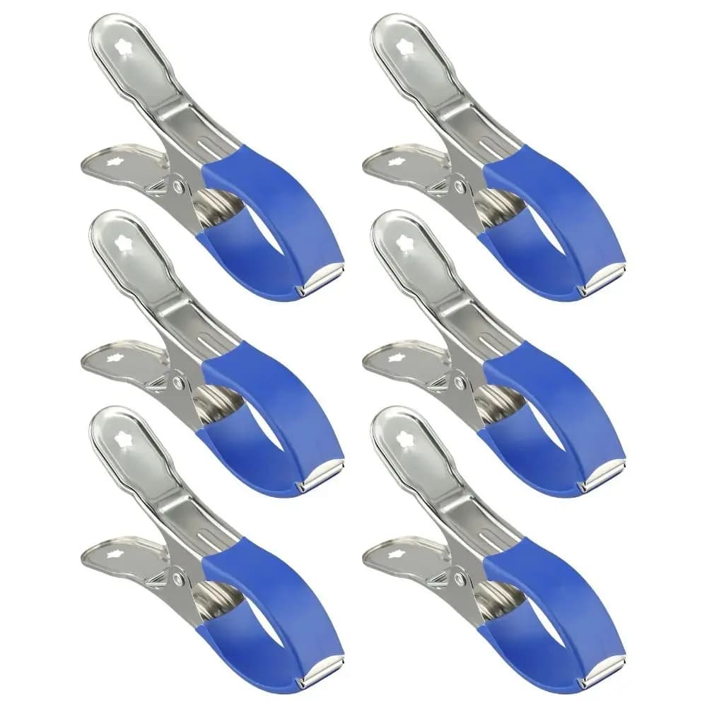 12 Pieces Clips Windproof for Covering Pool with Plastic Handles, Stainless Steel Spring Clamps, Resistent Stoves for Clothes