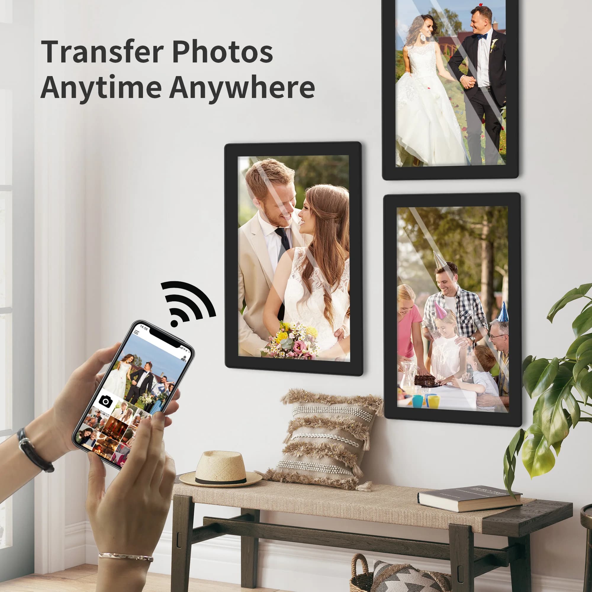 21.5 Inch WiFi Cloud Digital Photo Frame 1920*1080 IPS Touch Screen 32GB Memory Type C Port Video Playback MP4 MP3 Frameo System