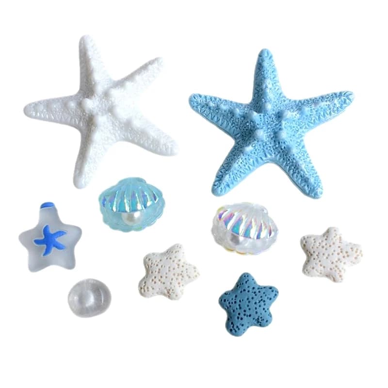 [JN] 1 set di decorazioni per scarpe con fori a forma di conchiglia, clip per scarpe fai da te con rocce laviche oceaniche e stelle marine per sandali estivi e decorazioni per ciabatte