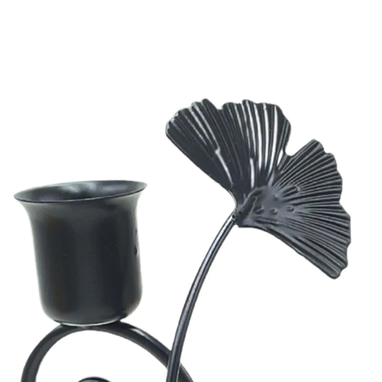 Portacandele a doppia testa con foglie di ginkgo, per candele regalo, ideale per hotel, agriturismi, anniversari, sale da pranzo e decorazioni per caminetto
