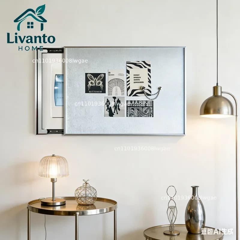 Copertura per Scatola Elettrica in Alluminio Spazzolato Argento, Adesivi Murali Magnetici Minimalisti, Copertura WiFi Multiuso, Decorazione per la Casa