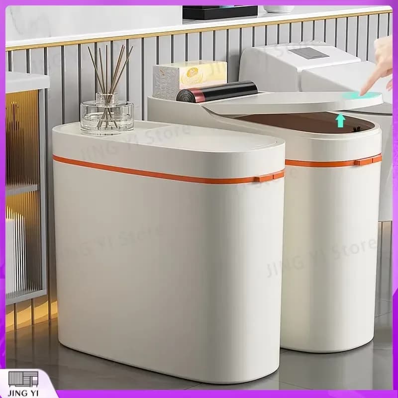 15L Smart Trash Can Automatic Sensor Waste Bin Garbage Can with Lid for Bathroom Kitchen Home Office Paper Basket