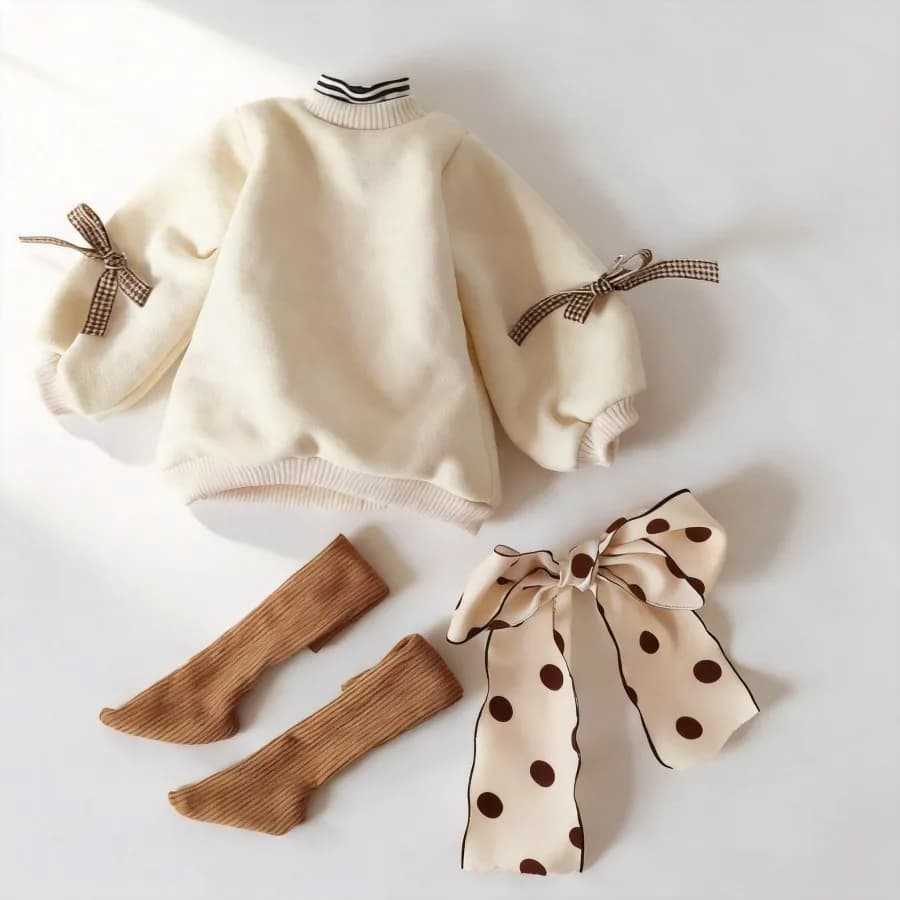 Set di Abbigliamento per Bambola BJD 1/6 30cm, Stile Moda con Felpa con Cappuccio e Fiocco, Outfit Fatto a Mano per Bambola BJD